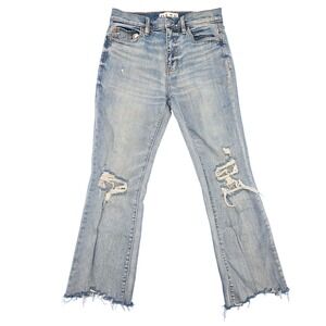 DAZE Denim Just Right High Rise‎ Distressed Crop Jeans in Jewel Size 27 Organic